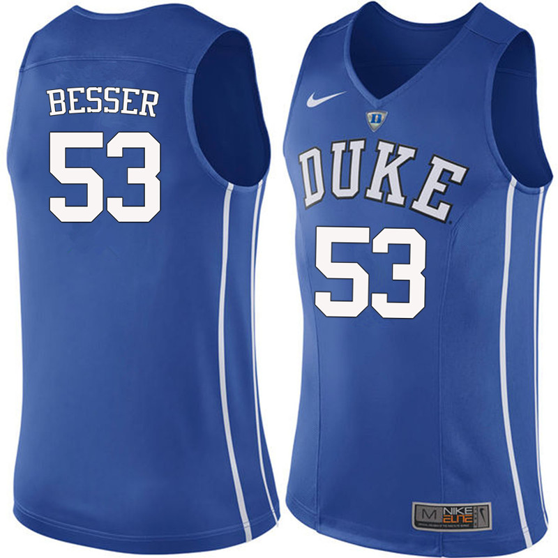 Men #53 Brennan Besser Duke Blue Devils College Basketball Jerseys-Blue